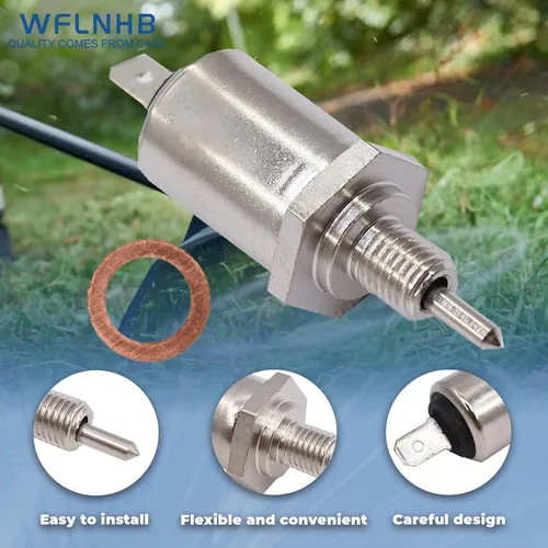 Vista 2 de WFLNHB Solenoide de apagado de combustible del carburador 21188-2011 y M138477 Reemplazo para John Deere M138477 LT180 LX277 X475 X520 X540 X700