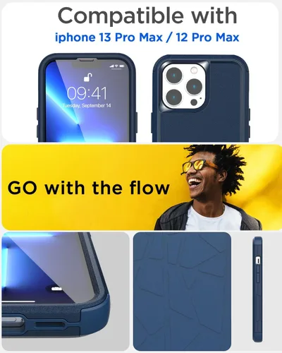 Vista 2 de AICase Funda resistente para iPhone 13 Pro Max/12 Pro Max, resistente de 3 capas de protección de grado militar, a prueba de golpes y caídas