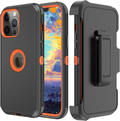 Vista 12 de Funda de teléfono para iPhone 13 Pro Max, resistente, resistente a prueba de golpes, funda protectora con clip para cinturón para Apple iPhone 13