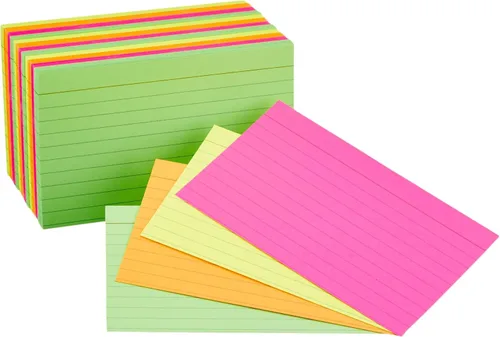 Vista 7 de Amazon Basics Tarjetas de índice rayadas para estudiar y tomar notas, colores neón surtidos, 3 x 5 pulgadas, 300