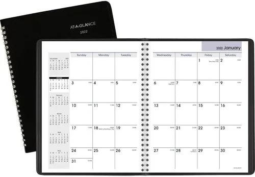 Vista 3 de Agenda mensual 2022 de AT-A-GLANCE, 7.0 x 8.2 pulgadas, mediano, DayMinder, negro (G40000)