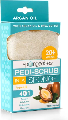 Vista 8 de Spongeables Pedi Scrub Foot Exfoliating 20+ Wash Sponge, aceite de argán, 2