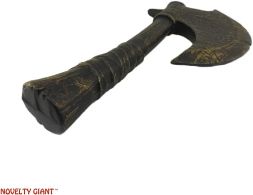 Vista 5 de Accesorio de disfraz de hacha de mano vikingo medieval bárbaro para disfraz de Tomahawk, color negro