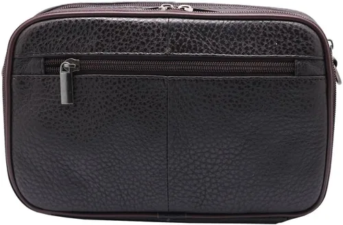 Vista 5 de Bolso bandolera de cuero genuino para hombre, bolso de mensajero, organizador de chequera, cartera