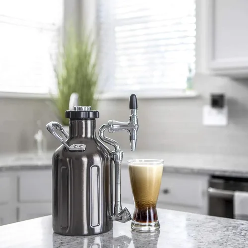 Vista 5 de GrowlerWerks uKeg Nitro - Cafetera de café frío, 50 onzas, cromo negro
