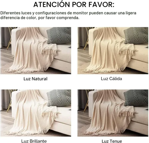Vista 6 de lifein Manta de felpilla de 50 x 60 pulgadas, suave manta de punto bohemio para sofá, acogedora decoración de casa de campo, manta ligera para todas