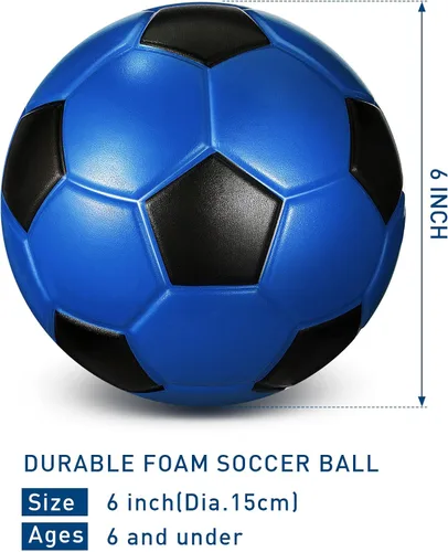 Vista 2 de Junkin 4 pelotas de fútbol de espuma para niños de 6 pulgadas, mini pelota de fútbol de espuma suave para interiores y exteriores, pelota pequeña