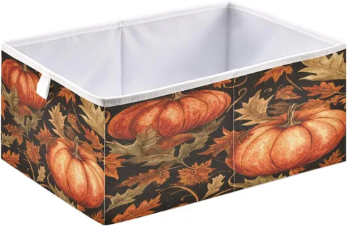 Vista 67 de Bolaz Organizadores de armario con hojas de otoño, conos de pino, cubos de almacenamiento, cestas para estantes para el hogar, habitación, oficina