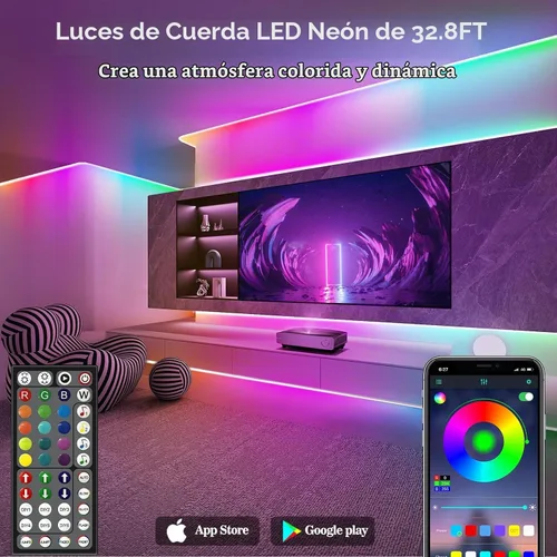 Vista 2 de SINLEY Cuerda de luces LED de neón, control con aplicación/control remoto, luces LED flexibles, múltiples modos, luces de neón RGB para exteriores