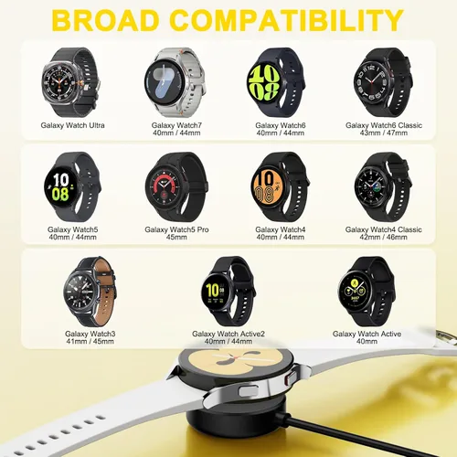 Vista 4 de Cable de carga USB C para reloj inteligente Samsung Galaxy Watch 7/Ultra/ 6/6 Classic/ 5/5 Pro/ 4/4 Classic/ 3/FE/Active 2/1 con enchufe adaptador