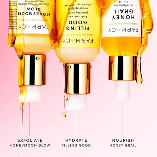 Vista 6 de Aceite facial hidratante Farmacy Honey Grail - Aceite nutritivo para piel y cabello - Infundido con espino amarillo, rosa mosqueta y miel de trigo