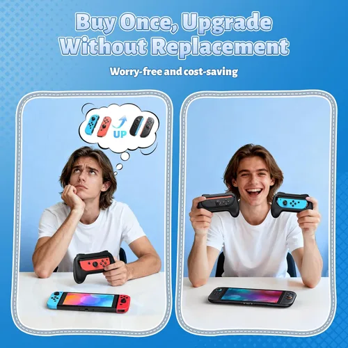 Vista 2 de [Switch 1/2 Compatible] FASTSNAIL Grips for Nintendo Switch 2(2025)/1&OLED for Joy-Con 2, Wear-Resistant & Anti-Slip Controller Grips Handle Kit