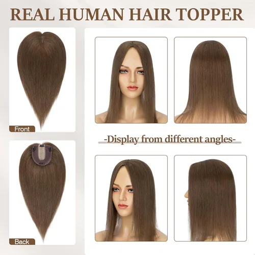 Vista 127 de Rich Choices Pelucas con topper de cabello para mujeres, cabello humano real 100% Remy, sin flequillo, para mujeres con adelgazamiento en la parte