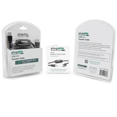 Vista 5 de Plugable Cable de transferencia USB 3.0 para PC con Windows - Transferencia de datos de alta velocidad, sincronización fácil de archivos de PC a PC