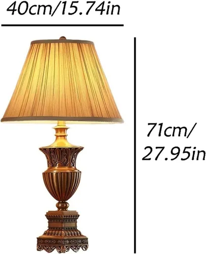 Vista 2 de Lámpara de escritorio de 27.95 pulgadas, lámpara de mesa de lujo, lámpara de mesa de metal para dormitorio, sala de estar, oficina, lámpara