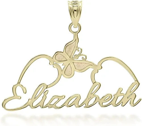 Vista 4 de Colgante de mariposa con nombre personalizado, oro blanco o rosa de 10 quilates o 14 quilates, hecho a medida con cualquier nombre, elección de metal