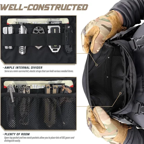 Vista 5 de WYNEX Chaleco Táctico para Hombres, Bolsa de Pecho para Correr con Bucle Frontal Chalecos Recon para Caza al Aire Libre EDC Running Chest Bag with