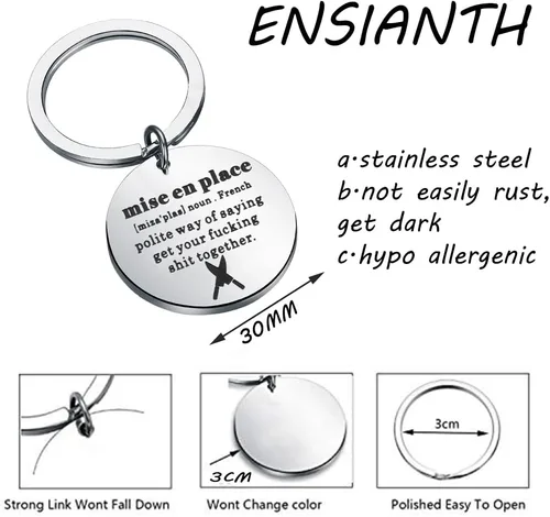 Vista 2 de ENSIANTH Llavero de chef Mise En Place Regalo de cocina culinaria Regalo de preparación de alimentos El personal aprecia el regalo Llavero