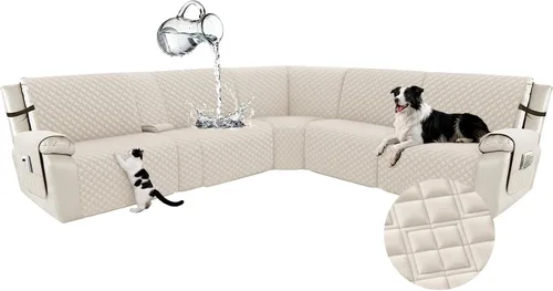 Vista 34 de Arfntevss Fundas para sofá seccional reclinable para sofá seccional en forma de L, funda antideslizante lavable para sofá reclinable con forma de L