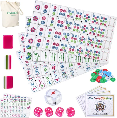 Vista 8 de Juego de azulejos Mahjong americanos de acrílico 160 (morado)