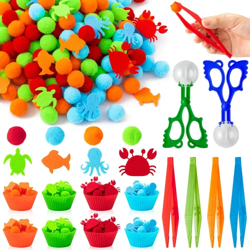Vista 8 de EZdhuawuse Summer Insects - Juguetes sensoriales de relleno de cubo – Regalo de fiesta de verano, 268 piezas, clasificación, clasificación, juego