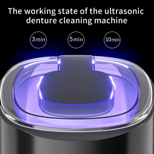 Vista 5 de Limpiador ultrasónico de dentaduras postizas, máquina limpiadora de retenedores para dentaduras, protectores bucales, frenillos, cabezales