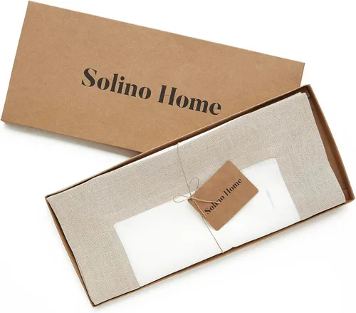 Vista 5 de Solino Home - Camino de mesa Contempo de 100 % lino puro, 14 x 72 pulgadas, color natural