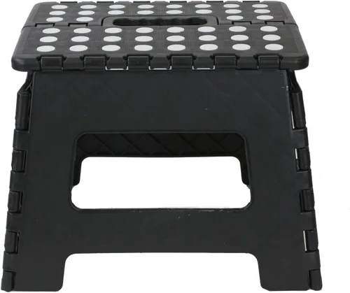 Vista 2 de Home Basics Taburete plegable grande de plástico con puntos antideslizantes, color negro
