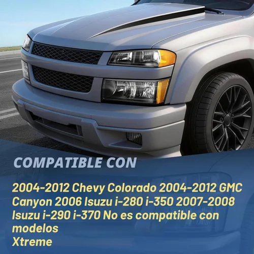 Vista 7 de Auto Dynasty Conjunto de 4 faros delanteros y lámparas de parachoques compatibles con Chevy Colorado GMC Canyon 2004-2012 Isuzu i-290 i-370 Negro