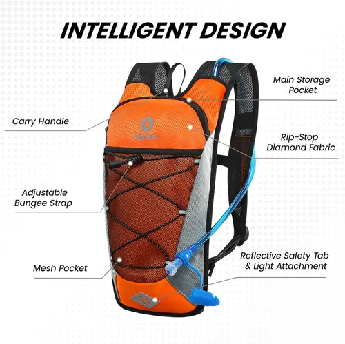 Vista 2 de Nepest Mochila de hidratación con bolsa de agua de 2 L para ciclismo, mochila de agua para senderismo, correr, mochila de hidratación ligera 2L