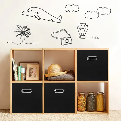 Vista 5 de STOREONE - Cubos de almacenamiento de tela con contenedores de cestas (28x28x28 cm) con asas dobles para estante, armario, organizadores de Negro