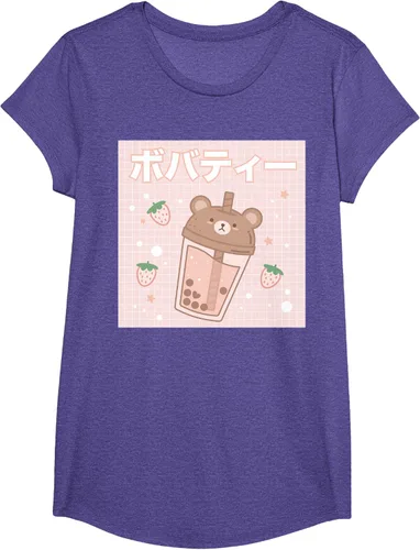 Vista 18 de Camiseta estética Kawaii con diseño de oso lindo y té con leche burbuja, talla S Blanco
