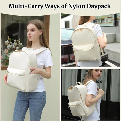 Vista 2 de YogoRun Mochila Daypack Nylon Mochila Deportiva Mujer, Beige, Moda