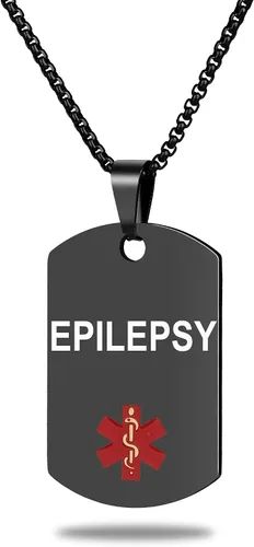 Vista 57 de Collar de alerta médica, etiqueta grabada con láser, grabado personalizado, etiqueta de identificación de acero inoxidable, colgante para hombres