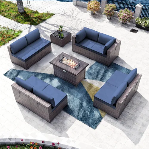 Vista 56 de Kullavik - Juego de muebles para exterior de 6 piezas con sofá modular de ratán de polietileno, color negro