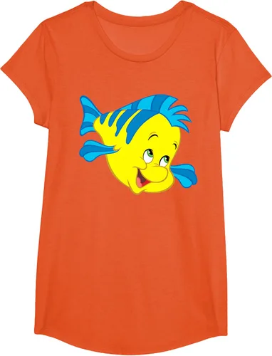Vista 78 de Disney Camiseta de disfraz de cara grande de la Sirenita Flounder Sidekick