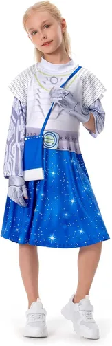Vista 4 de hahomin Addison - Disfraz de alien para niños y niñas vestido de cosplay A-Li falda de película guantes de bolsa traje de Halloween