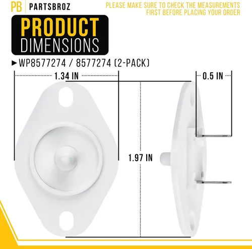 Vista 2 de Termistor 8577274 para secadores Whirlpool de PartsBroz – Reemplaza WP8577274, AP6013514, 3390292, 3406294, 3976615, 772546, ER8577274, PS11746740