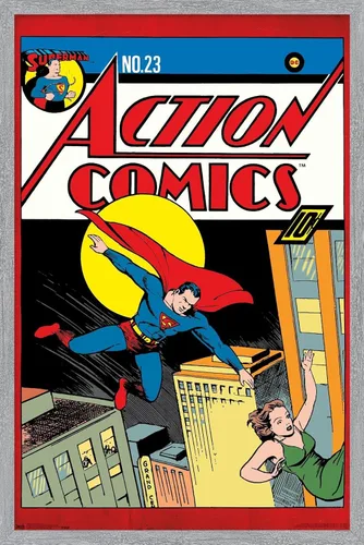 Vista 15 de Trends International DC Comics - Póster de pared de Superman - Action Comics 23, 14.725 x 22.375 pulgadas, versión enmarcada de madera de granero