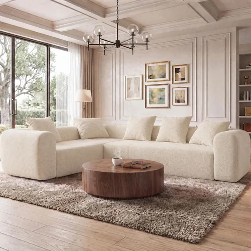 Vista 49 de Claiks Sofá modular deshuesado de 123 pulgadas, sofá en forma de L para sala de estar, sofá moderno de asiento profundo de 3 plazas, tela de Gris