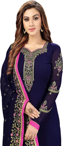 Vista 6 de TRENDMALLS Conjunto de traje de Salwar indio Georgette bordado indio Salwar vestido étnico