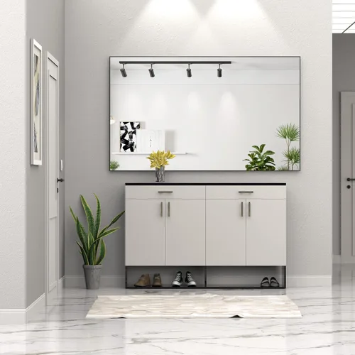 Vista 3 de Espejo rectangular de gran tamaño de 60 x 36 pulgadas para baño, con marco negro, espejos decorativos de pared grandes para baño, sala de estar
