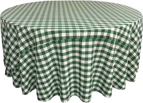 Vista 17 de Mantel redondo a cuadros 90, 96, 108 y 120 pulgadas. Varios colores disponibles. Se vende individual (83, verde manzana y blanco)