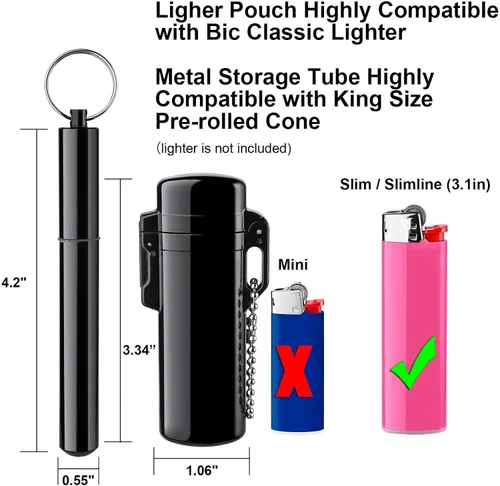 Vista 2 de Lighter Case&Airtight Aluminum Metal Storage Tube Set