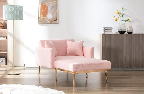 Vista 7 de Chaise Lounge para interiores, silla de tela de peluche con 3 ángulos ajustables, sillas convertibles en camas con 2 almohadas, cómoda silla