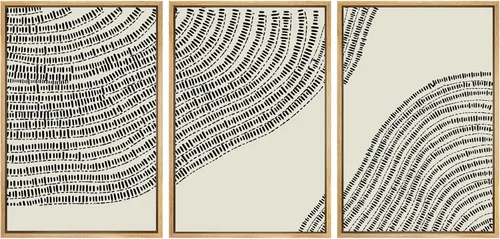 Vista 112 de SIGNWIN Lienzo enmarcado para pared, juego de arte de collage de hojas transparentes en blanco y negro, ilustraciones de naturaleza silvestre, arte