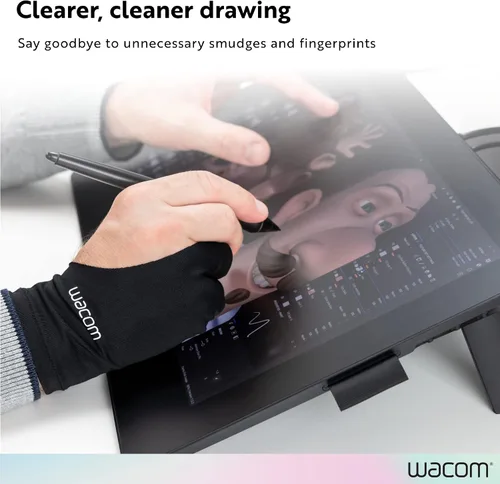 Vista 5 de Wacom Guante de dibujo, guante de artista de dos dedos para pantalla de tableta de dibujo, 90% material reciclado, ecológico, talla única