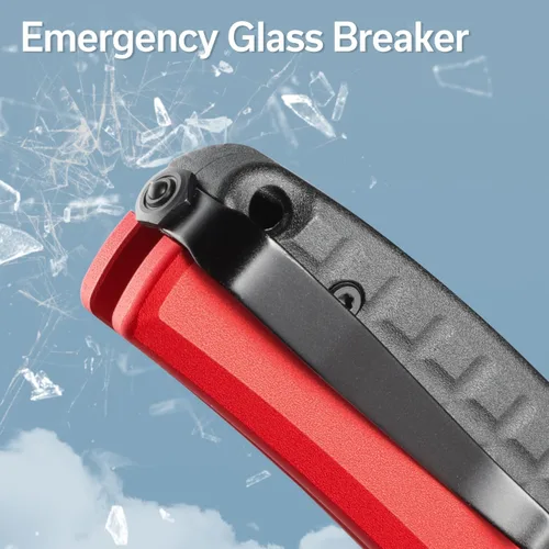 Vista 2 de CIVIVI Sentinel Strike - Cuchillo de bolsillo con rompecristales, cuchillo plegable utilitario para EDC al aire libre, hoja Tanto inversa de 3.7 Rojo