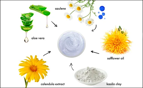 Vista 2 de Raya Azulen - Mascarilla calmante (602) Mascarilla de tratamiento facial calmante para pieles sensibles Tonifica y refina la tez Fabricado
