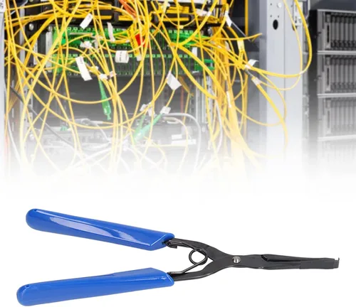 Vista 2 de Alicates de sujeción de fibra, alicates de cable de fibra óptica pelacables con mango de goma antideslizante, conector de fibra óptica de nariz
